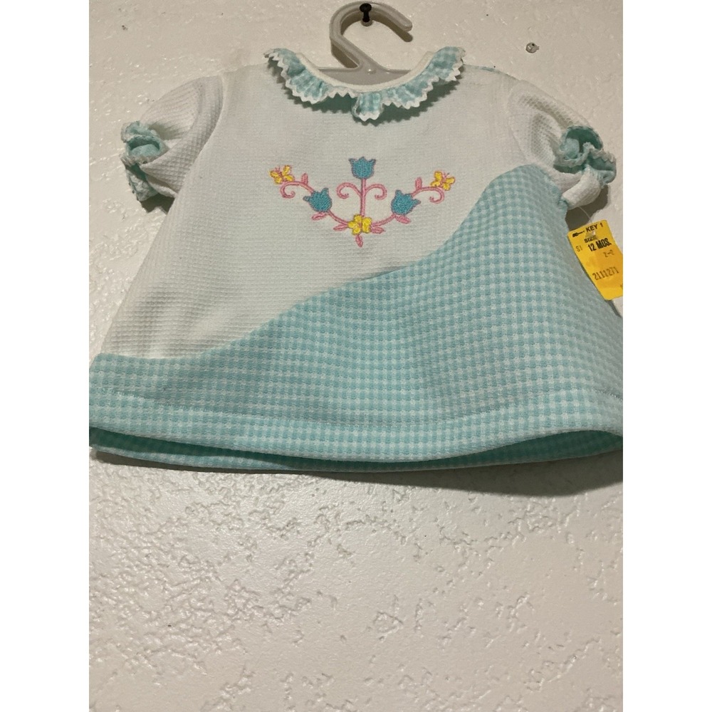 Vintage 80's 70s Little One's Baby Girls Dress Set 12 Mon Original K Mart Tag - Picture 3 of 7